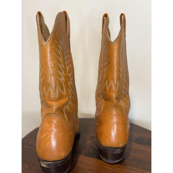 Vintage Nocona Boots Men 8.5 B Brown Leather Western Cowboy USA Made A966 main image 8